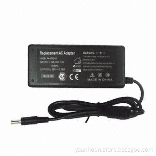 19V 3.16A 60W Laptop Power Adapter for Samsung, 5.5*3.0mm, with Pin Inside